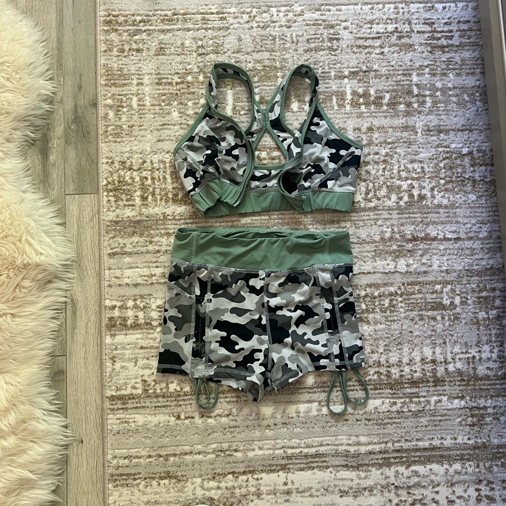 Camo Sports Bra and Shorts Set